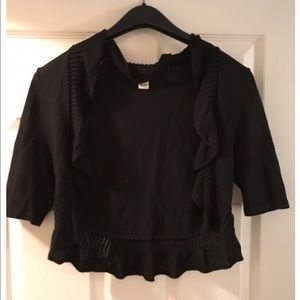 White House Black Market, Short, Ruffle Cardigan